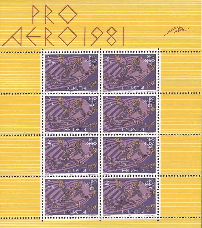 Switzerland - 1981 Swissair Anniversary - 8 Stamp Sheet - Scott #B479