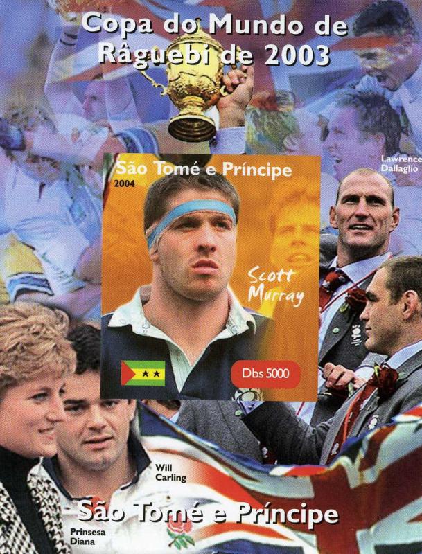 Sao Tome & Principe 2004 Rugby Scott Murray Deluxe s/s mnh.vf