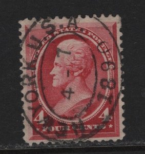 214 VF+ used neat fancy cancel with nice color cv $ 30 ! see pic !