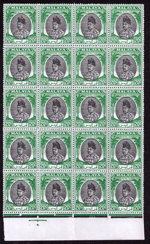 Malaya - Perlis # 15 Mint VF NH   Block of  20