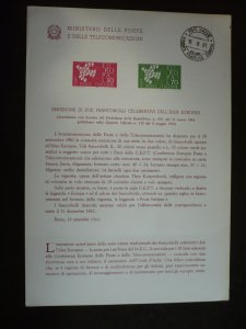 Postal History - Italy - Scott# 845-846 - Ministry Notice for the Europa Issue