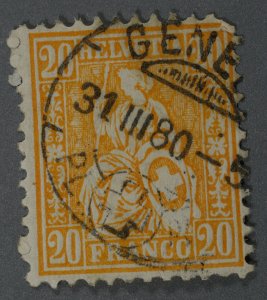 Switzerland #45 Used Fine/VF Cancel GENEVE Date 31 III 80 - 8