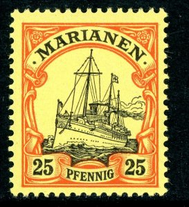 Mariana Islands 1901 Germany 25 pfg Unwatermarked Yacht Ship Sc #21 MNH P408