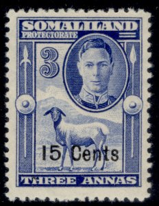 SOMALILAND PROTECTORATE GVI SG127, 15c on 3a bright blue, NH MINT.