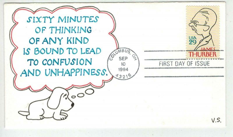 Vermont Scribes Handpainted 2862 AUTHOR JAMES THURBER 60 Minutes Of Thinking 