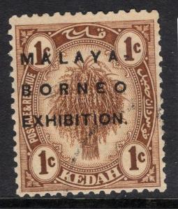 MALAYA KEDAH SG45 1922 1c BROWN FINE USED