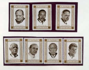 FUJEIRA WORLD LEADERS SET: JFK CHURCHILL MLK,Jr., DEGAULLE ADENAUER.. MINT NH