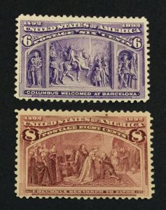 MOMEN: US STAMPS #235-236 UNUSED LOT #44019