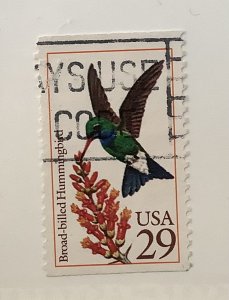 USA 1992 - Scott 2643 used - 29c, Hummingbird, Broad Billed