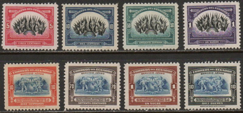 Ecuador Sc #394-397, C87-C90 Mint Hinged