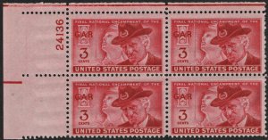 SC#985 3¢ Grand Army of the Republic Plate Block: UL #24136 (1949) MDG