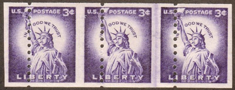 USA US Coil MISPERF Error Joint line Stamps Sc# 1057 Statue of Liberty MINT MNH
