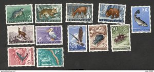 YUGOSLAVIA-MNH SET-WILD ANIMALS - FAUNA - BIRDS - 1954.