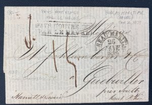 1838 Charleston USA  Letter Stampless Maritime Mail Cover To Guebwiller Germany