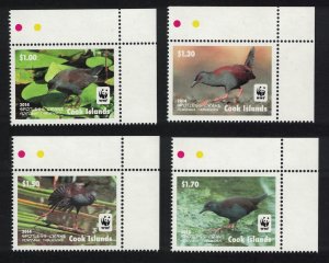 Cook Is. WWF Spotless Crake Bird 4v White Frame Corners 2014 MNH SG#1808-1811