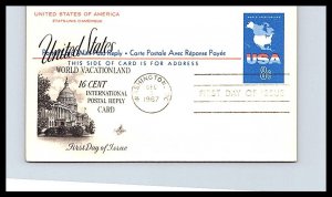 #UY20 Map of the USA Postal Reply Card - Artcraft Cachet SCBL