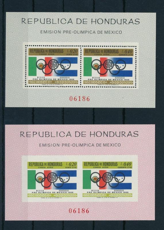 [19225] Honduras 1968 Pre Olympics Mexico perf and imperf Souvenir Sheet MNH