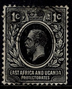 EAST AFRICA and UGANDA GV SG44, 1c black, FINE USED.