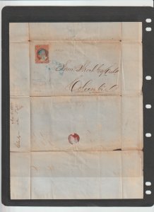 Scott #10a 1852 Folded Bank Letter Blue Grid Lancaster Pa. CXL to Columbus Ohio