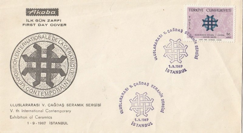 Turkey Scott 1751 FDC - 1967 Ceramics Exhibition