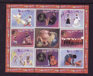 Barbados-Sc#1057-unused NH sheet-Festivals-Costumes-Music-2003-