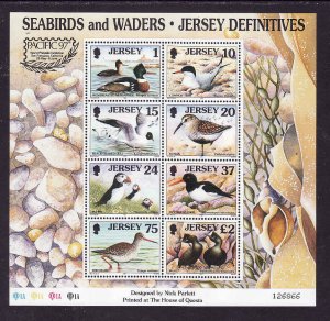 Jersey-Sc#785b-sheet-unused-NH-Seabirds & Waders-Pacific 1997-