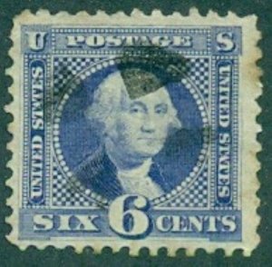 US #115 6¢, used, VF, Scott $225.00