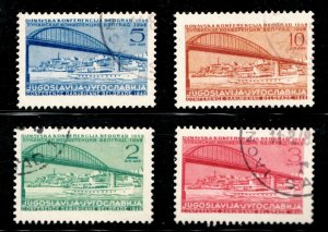 1948 Yukoslavia SC #239-42 Danube River Bridge Architecture - Used set Cv$9