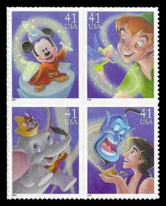 PCBstamps  US #4192/4195a Block $1.64(4x41c)Disney:Magic, MNH, (15)