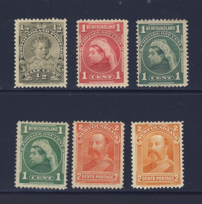 6x Newfoundland  Royal Family MH Stamps #78-79-80-80a-81-82 Guide Value = $60.00