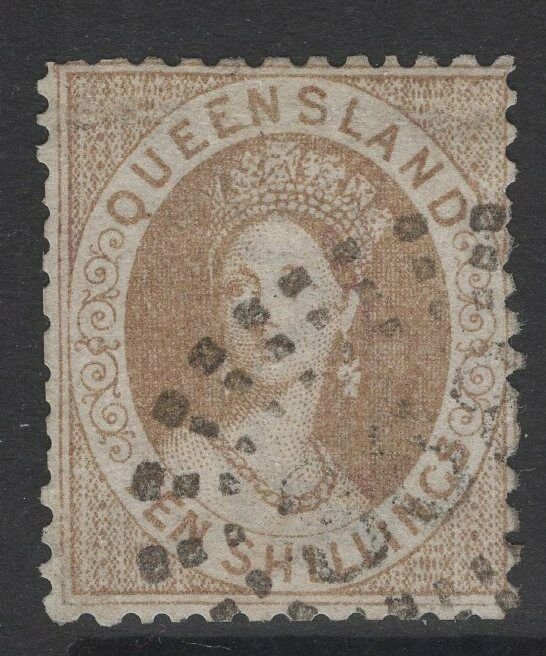 QUEENSLAND SG126 1880 10/= BISTRE-BROWN USED