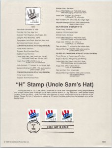 USPS SOUVENIR PAGE H STAMP RATE UNCLE SAM'S HAT (3) TYPES 1998