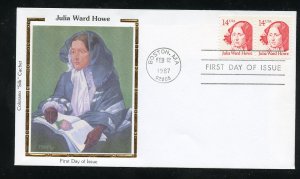 US 2176 14c Pr Great Americans - Julia Howe UA Colorano silk cachet FDC