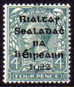 4d with black overprint, with variety broken crossbar R. 19/4, very fine mint