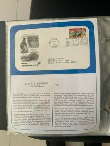 US Stamps PCS Panel FDC 3561-3610 50 State Greetings North Dakota 2002