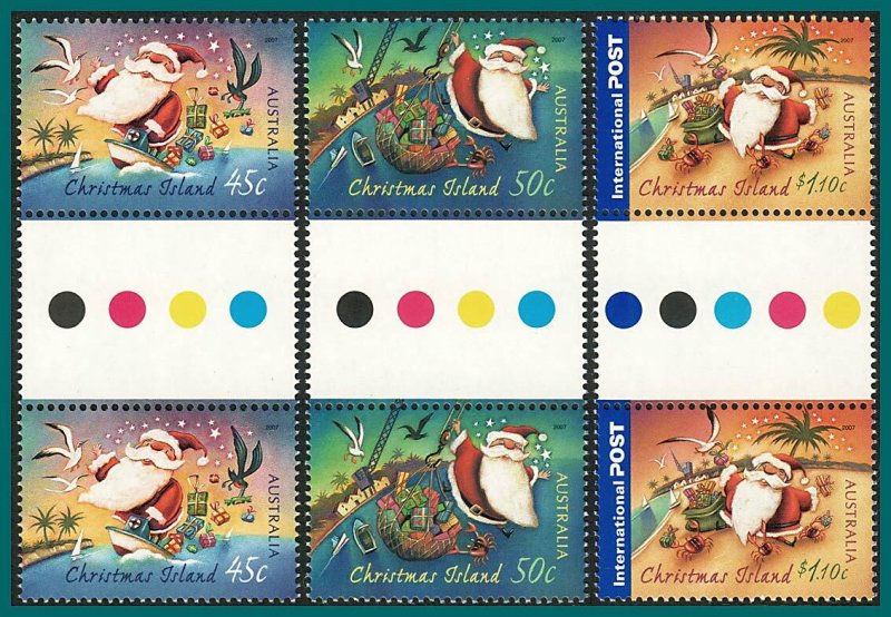 Christmas Island 2007 Christmas, gutter pairs, MNH #464-466,SG616-SG618