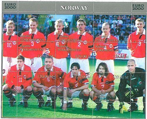 FOOTBALL - STAMPS: Turkmenistan - EURO 2000: NORWAY