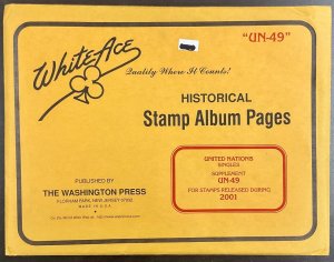 White Ace Historical Stamp Album Pages UN Singles Supplement UN-49 2001 NEW