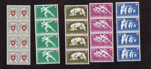 Switzerland  #B191-195 MNH 1950  National Fete in strips of four