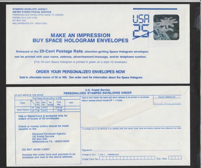 1989 Sc U617 Space Hologram PROMO PRINTED entire envelope