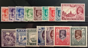 Burma 1938-1940 SC 18A-33 Mint Set