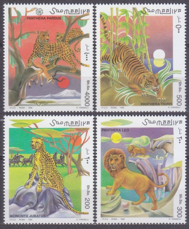 1998 Somalia 696-699 Cats of prey 12,00 €