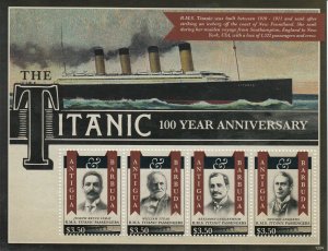 Titanic Stamps Antigua & Barbuda 2012 MNH Ships 100 Year Anniv Sinking 4v M/S