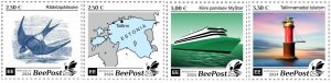 Estonia 2024 Definitives Birds Map Ship Lighthouse BeePost set of 4 stamps MNH