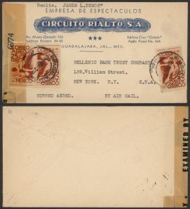 1945 Guadalajara Mexico Advertising Cover to USA Circuito Rialto