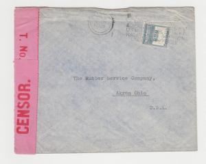 PALESTINE -USA 1939 CENSOR COVER, TAPE TYPE 3A(T), 15m RATE(SEE BELOW)