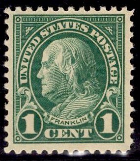 US Stamp #552 1c Franklin MINT NH SCV $2.75