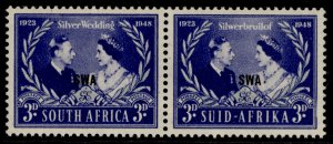 SOUTH WEST AFRICA GVI SG137, 3d blue & silver, M MINT.