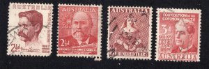 Australia 1949-51 group of 4 Portraits, Scott 222, 227, 229, 240 used