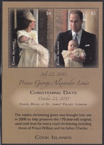 Cook Islands 2014 MNH Sc #1505 Sheet of 2 Royal Christening